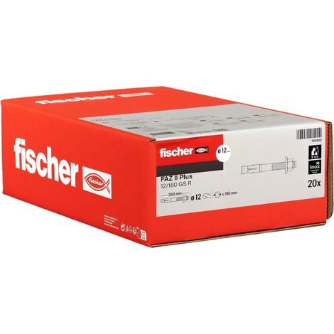 Goujon d’ancrage FAZ II Plus 12x260 160/180 en acier inoxydable avec rondelle large/Boite de 20 (1/5)