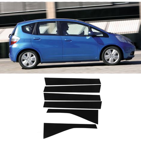Ensemble de six pièces comprenant des garnitures de fenêtre noir brillant et des autocollants pour montant B pour les modèles Honda JAZZ 2004-2007. (1/5)