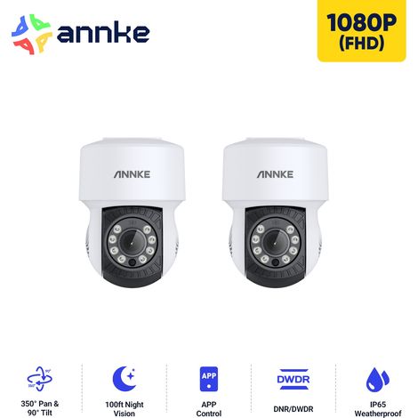 ANNKE 2MP Cámara de vigilancia AHD Domo PT con cable, visión nocturna, giro de 350° e inclinación de 90°, seguridad para exteriores, IP65 (1/5)
