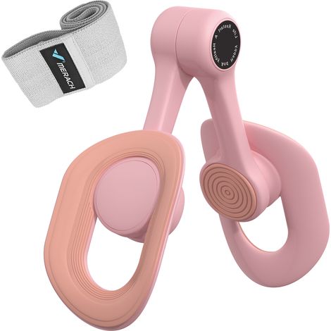 LEG TRAINER MERACH, Rotation à 360°, Design Ergonomique, Silencieux, Ressort Haute Résistance, Avec Bandes de Résistance, Portable, Rose (1/5)