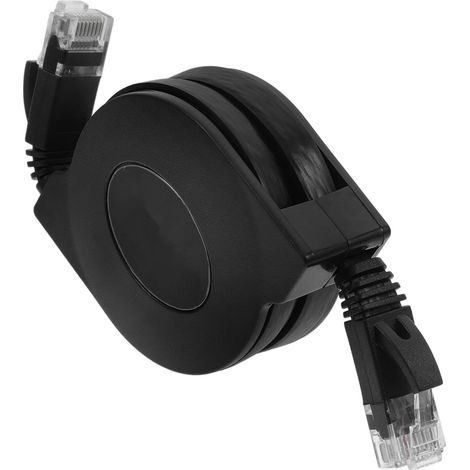 Câble Ethernet Rétractable 1000mbps Noir 2 Mètres en Cuivre Cat6 Haute Vitesse Solide pour Routeur Modem et Réseau Hôtelier (1/5)