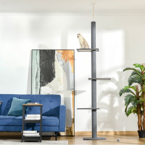 Höhenverstellbarer Kratzbaum 228-260 cm für die Decke, grau HAVRYA (1/5)
