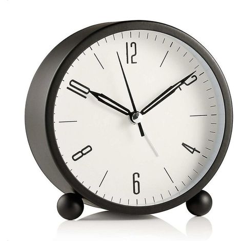 Reloj despertador digital redondo de metal de 4 pulgadas, reloj de mesa, movimiento silencioso, luz nocturna. (1/5)