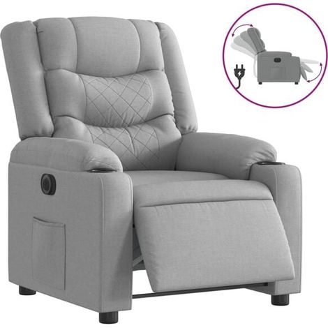 Chaise électrique inclinable avec repose-pieds, siège en tissu gris clair, réglage de l’assise et du dossier, idéale pour personnes âgées ou à mobilité réduite (1/5)