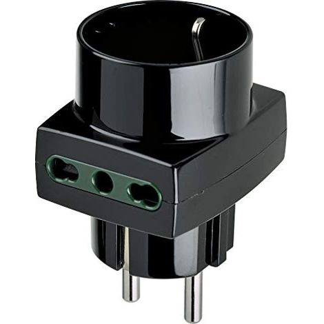 VIMAR RI.00325N Adattatore Multiplo SICURY 250 V, Spina combinata DE e FR, 2 Bpresa P17/11, 1 Presa 16A Standard IT P30