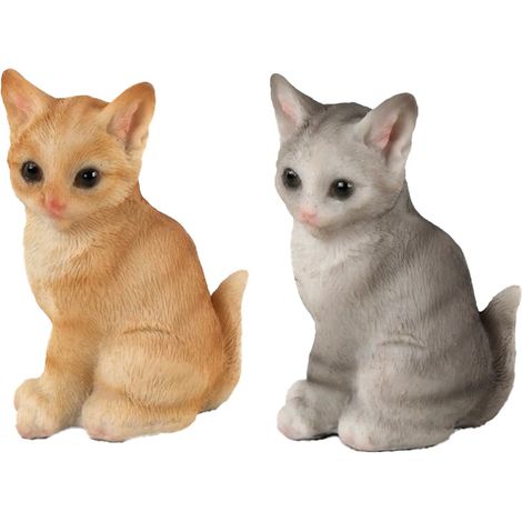 Figura di gatto 2 unità in resina decorativa multicolore per casa e ufficio