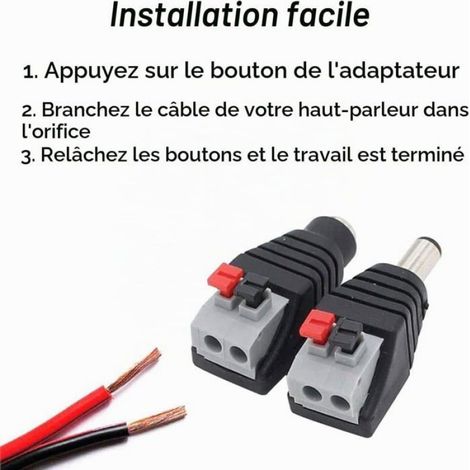 6 Paires De Connecteurs D'Alimentation Dc 5,5 Mm X 2,1 Mm (Style Bouton Poussoir),6 Adaptateurs D'Alimentation 12 V Dc Mâles + 6 F (1/5)
