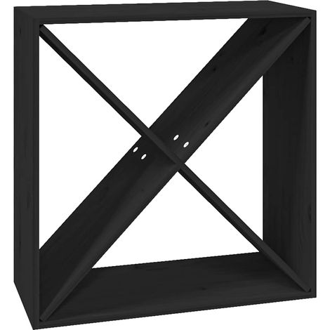 vidaXL Portabottiglie Nero 62x25x62 cm in Legno Massello di Pino