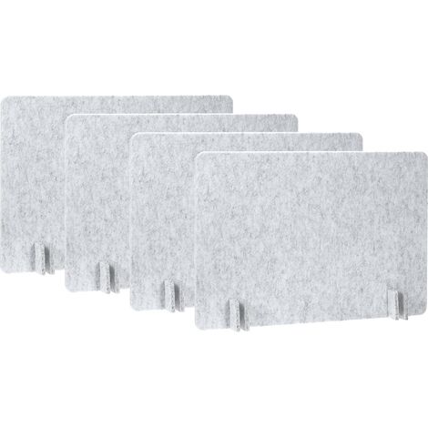Cloison Bureau, 4 Ensembles 24 x 16 Pouces Cloison Acoustique Autoportante Panneau Confidentialité pour Bureau avec 16 Pieds Support pour Bibliothèque Poste Travail, Gris Clair (1/5)