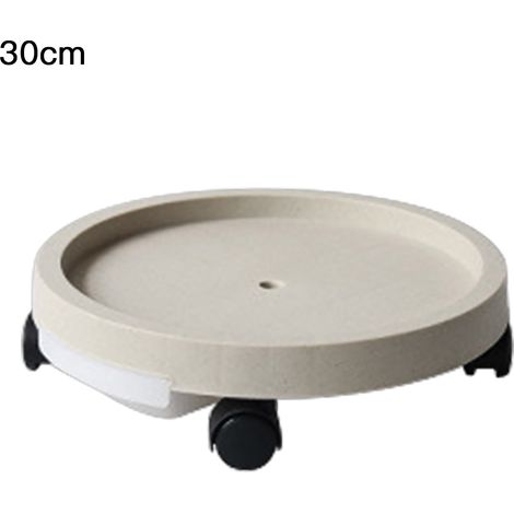 Soporte para plantas con ruedas, 4 ruedas, fabricado en plástico grueso, bandeja móvil para macetas, para hogar, jardín, uso interior y exterior, 24 cm de diámetro interior, color beige. (1/3)