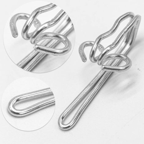 50er-Packung plissierte Haken aus Edelstahl 304, rostfrei und lösbar, Schmetterlingshaken für Gardinen/Türgardinen/Duschvorhänge (1/5)