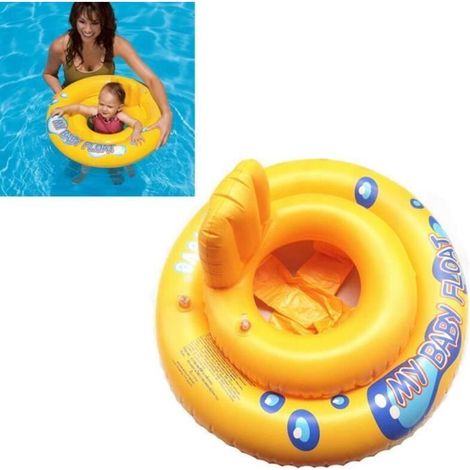 Bouée bébé gonflable confortable pour piscine avec soupapes de sécurité - Jaune - À partir de 5 mois (1/4)