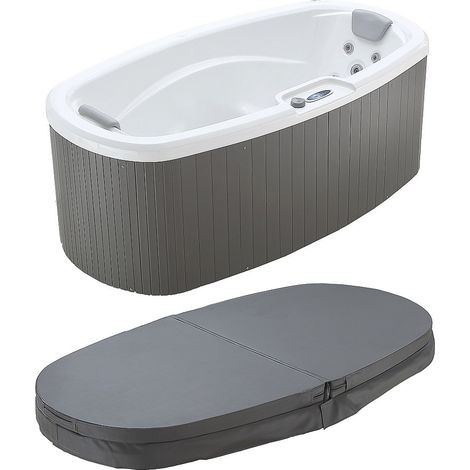 Vente-Unique – Spa rigide 2 places blanc perlé – 14 jets massants – L210 x P110 x H74 cm – Système Balboa – Chauffage et chromothérapie