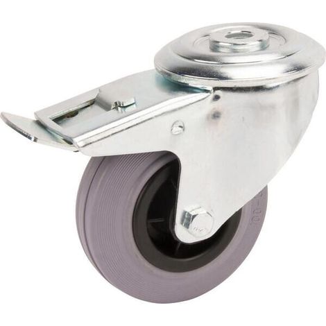 Rueda industrial giratoria en goma: di谩metro100 x 35 mm placa soporte con freno. Capacidad: 75 kg Tente TENTE 3477PIR100P3013 (1/2)