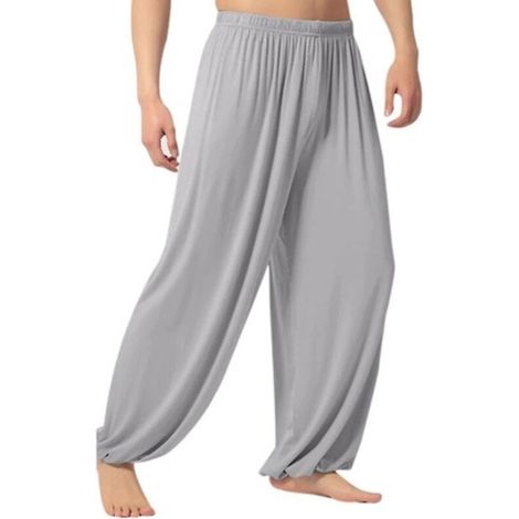 Weit geschnittene Herren-Haremshose, ideal für Bauchtanz und Yoga – XL – Hellgrau (1/5)