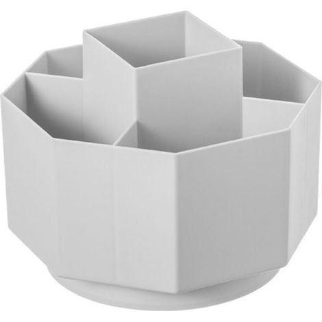 Porte-stylo rotatif en plastique, support de rangement de papeterie de bureau, porte-stylo de rangement hexagonal de bureau(Blanc) (1/5)