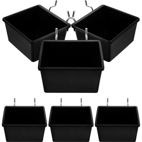 Lot de 6 paniers suspendus pour panneaux perforés, à ouverture inclinée, en plastique et fer, (1/5)