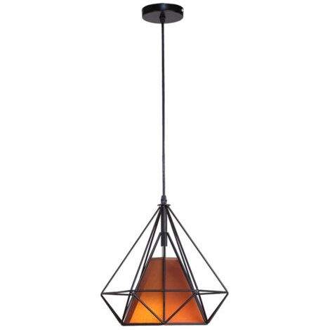 royaluxe- Lampe De Plafond En Fer Plafonnier Vintage En Forme De Cage De Diamant 25CM Lustre Rétro (Marron) (1/5)