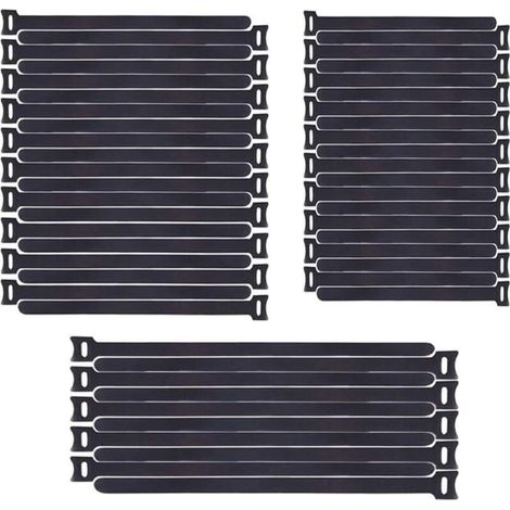 Bridas para cables, paquete de 50 bridas ajustables reutilizables con cierre de velcro - 3 tamaños - Negro -Crezuo