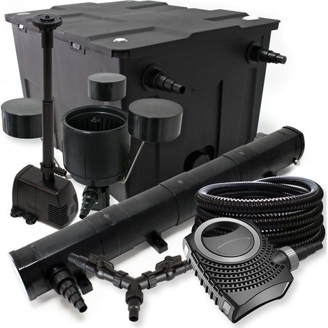 SunSun Komplettset: CBF-550 Teichfilter bis 60000 L, CTF-8000 Teichpumpe 8000l/h 70W, CUV-272 Teichklärer 72W, 25m Teichschlauch 25mm, CSP-250 Skimmer 2500l/h, HJ-943 Springbrunnen 800l/h, Y-Verteiler (1/5)
