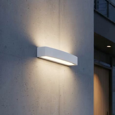[NEUWERTIG] B-Ware Außenleuchte Wandlampe Außenlampe Ideallux Andromeda Weiß Aluminium Metall 45 Cm