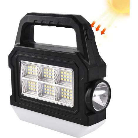 TRADE SHOP - Torcia Solare Portatile Lampada Ricaricabile Luce Per Pesca Emergenze Campeggio Caccia -