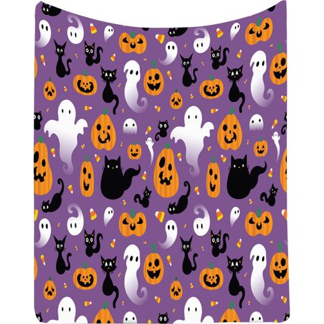 Couverture Flanelle Fantôme Halloween - 100 x 130 cm - Pour Canapé Lit Picnic Camping - 1 Pièce (1/5)