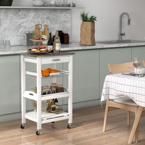 CASART 4-Tier Utility Serving Cart Rolling Kitchen Storage Trolley w/Drawer (1/5)