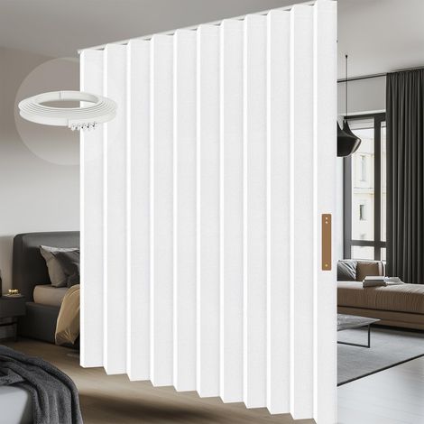 Rideau séparateur de pièce, montage au plafond sur rails, brise-vue flexible, pour salon et chambre à coucher, blanc, H 213 x l 456 cm (1 pièce) (1/5)