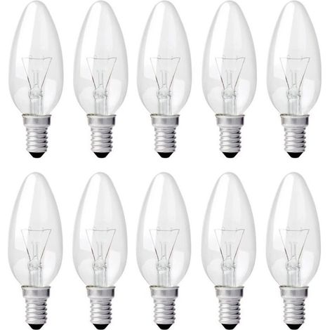 Klare Kerzenbirne E14, 40 W, dimmbar, warmweiß (2700 K), 400 lm, Flammenform, E14-Schraubfassung, 10er-Pack
