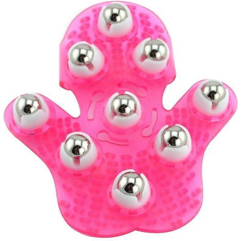 Handflächenförmiger Massagehandschuh mit 9 um 360° drehbaren Metallkugeln (Pink) (1/5)