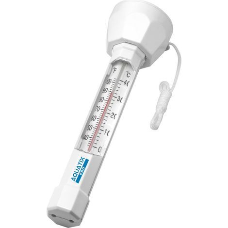 Thermomètre de température de l'eau flotteur grande piscine avec corde, thermomètre, résistant aux chocs pour toutes les piscines, spas, bains à remous, aquariums, etc. (1/4)