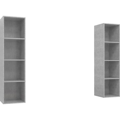 Meubles TV muraux 2 pcs, Étagère TV, Meuble de Salon, Gris béton Aggloméré OIB8203E (1/5)