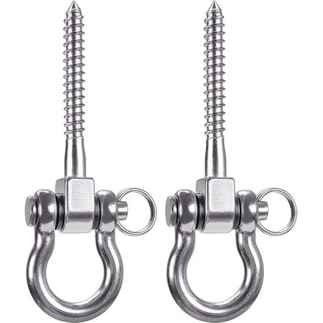 Ensemble de crochets de suspension pour balançoire, en acier inoxydable 304, pivotants à 180°, fixation robuste à vis à œil, pour balançoire de porche, hamac ou yoga, lot de 2, argent (1/5)