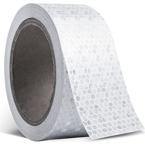 Ruban réfléchissant blanc 3 m x 5 cm, imperméable, auto-adhésif, de sécurité, visible pour véhicules, vélos, extérieur et voitures. (1/5)