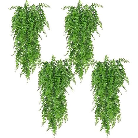 4 Plantes Artificielles Fougère Vigne - Décoration de Feuilles de Lierre Fausse Tombante pour Intérieur Extérieur, Décor de Balcon (1/5)
