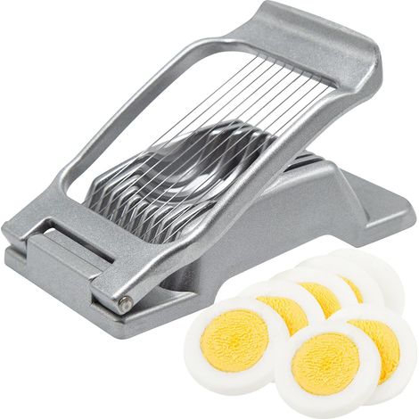 Coupe-Œuf 2 en 1 Fils Inox Manche Aluminium ABS Lavable Lanières Quart Fraise Kiwi Cuisine (1/5)
