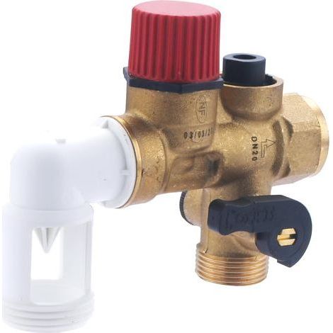 1 Groupe De Sécurité Coudé Laiton Norme NF 20x27 Pour Chauffe-Eau Cumulus (1/5)