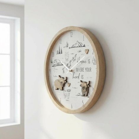 Highland Cow Home Wall Clock (1/4)