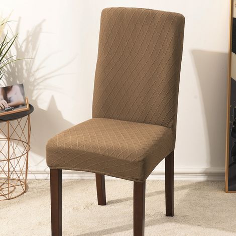 Housse de chaise (marron, 1 pièce), en spandex à motif jacquard. (1/5)