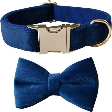 Collier pour chien TANXIC nœud papillon en velours doux, boucle métal ajustable (petite, moyenne, grande taille) (1/5)