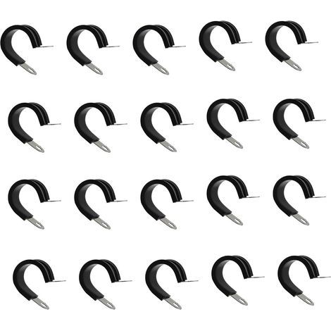 AIDUCHO Paquete de 20 abrazaderas para manguera tipo R aisladas de acero inoxidable 304 con almohadilla de goma, 8 mm de diámetro. (1/5)