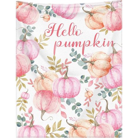 Couverture Automne - Motif Citrouilles et Feuilles - Flanelle Douce - Pour Canapé Lit ou Décoration Intérieure - 130 x 150 cm (1/5)