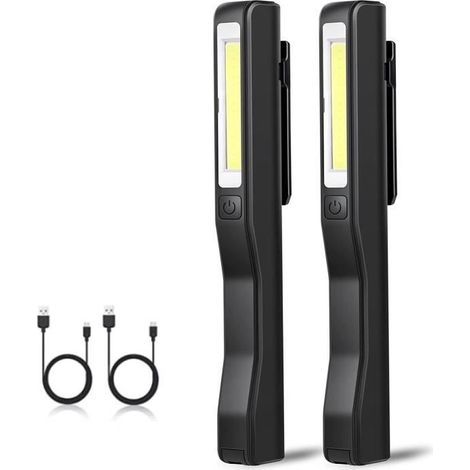 Lampe de Travail USB Rechargeable LED Ultra Puissante Camping Lampe pour Garage Atelier bricolage avec clip magnétique 2psc (1/4)