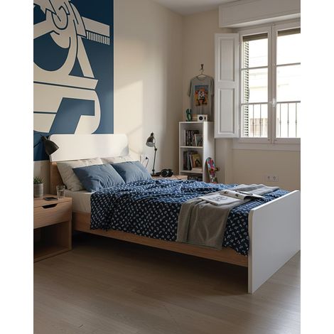 Letto Comby con fascioni e pediera - Letto una piazza e mezzo 127 x 197 - Struttura virginia e bianco - Rete e materasso esclusi (1/4)