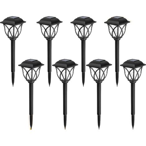 Juego de 8 luces solares LED decorativas para jardín, patio y paisaje (luz cálida) (1/5)