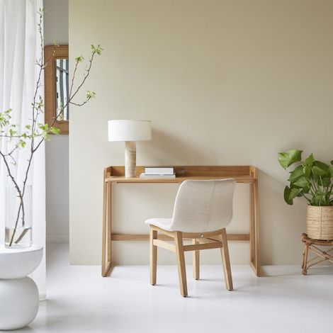 Bureau pliable en bois de teck massif clair Philip (1/5)