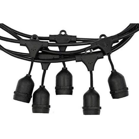 Guirlande lumineuse  - Avec douilles E27 - Pour la décoration du jardin, décorations de Noël - Noir Classique 10 Meter 10 Fassungen，Ampoules non incluses