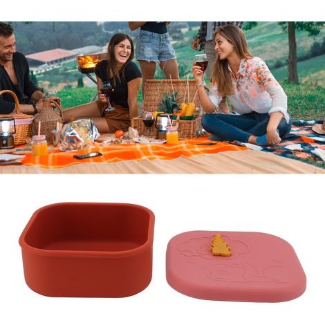 Boîte de conservation portable en silicone rose, idéale pour le réfrigérateur. Contenant alimentaire hermétique et anti-odeurs, parfaite pour les pique-niques. (1/5)