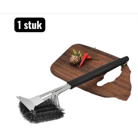 Lot de 1 brosse pour barbecue brosse de nettoyage en acier inoxydable brosse en laine d acier résistante pour poêles fours et grils barbecue éponge abrasive pour graisse incrustée et dépôts avec poign (1/5)